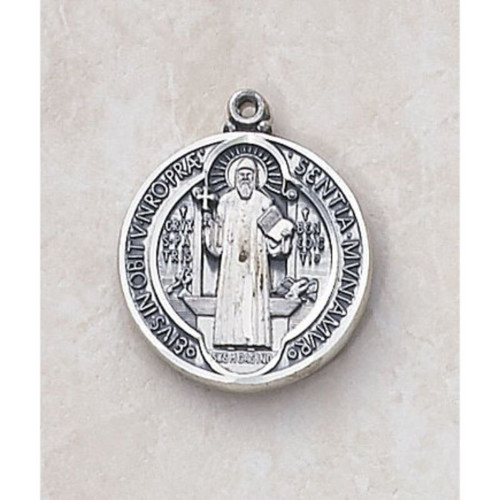 Saint Benedict Catholic Medal - in Sterling Silver