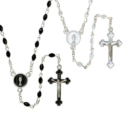 Enamel Crucifix & Center First Communion Rosary - for Girls