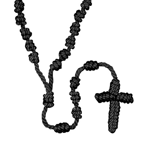 Black Knotted Cord Rosaries - pk/12