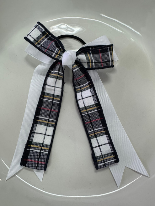 P8B Large 2-Layered Plaid & Ribbon Bow