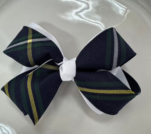 P551 Plaid & Ribbon 4 looped bow