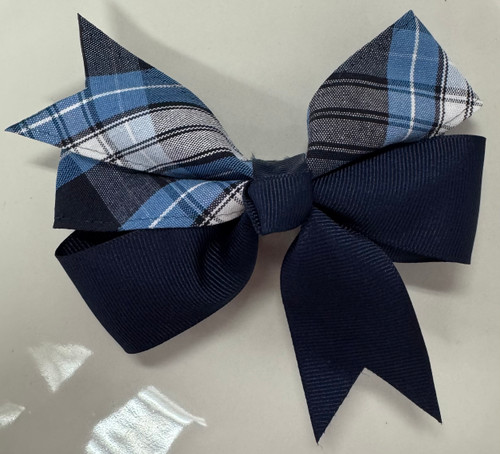P76 Plaid & Ribbon Bow with Two-Toned Ribbon Knot