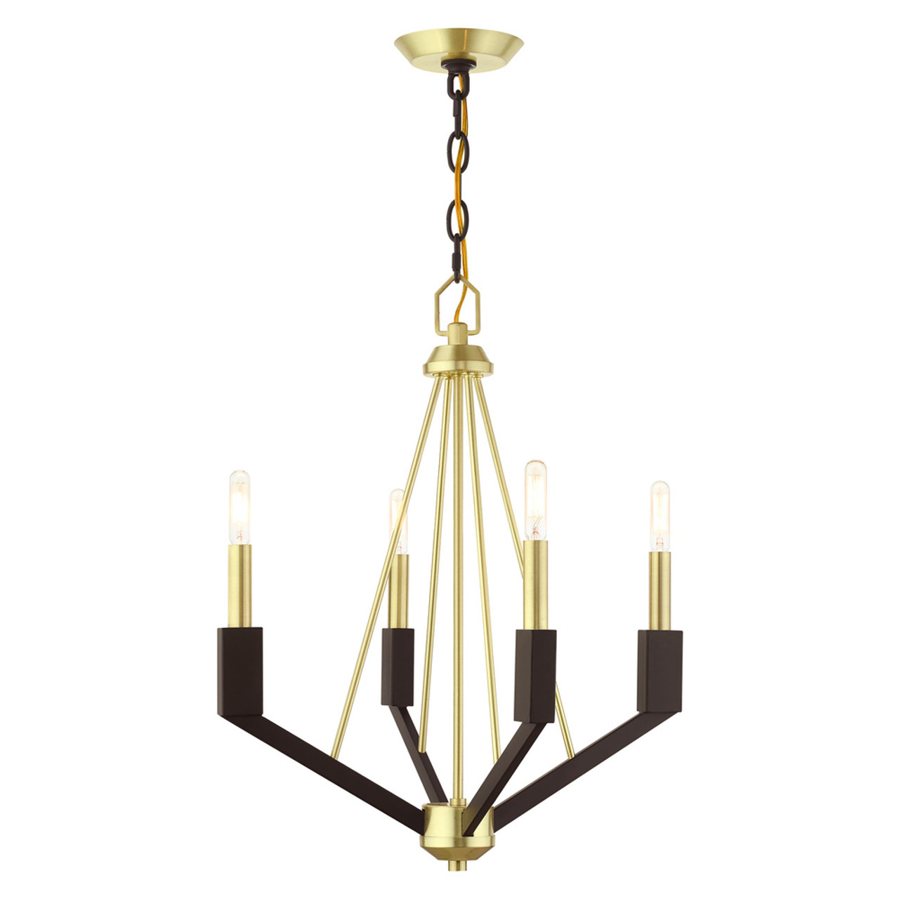 4 Lt Satin Brass Mini Chandelier