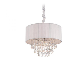 Vineland Ave. White Lined Silk String Shade And Crystal Hanging Fixture (4450|HF1506-WHT)