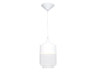Robertson 7''W Cylinder Pendant in White/Clear Glass (4450|HF9114-WHT)