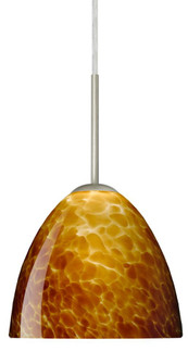 Besa Sasha Pendant Satin Nickel Amber Cloud 1x50W E12 base (127|1BC-757218-SN)