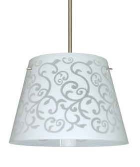 Besa Stem Pendant Amelia 15 Satin Nickel White Damask 3x100W A19 (127|1KT-4340WD-SN)