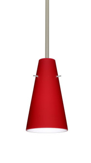 Besa Cierro Stem Pendant Satin Nickel Ruby Matte 1x100W Medium Base (127|1TT-4124RM-SN)