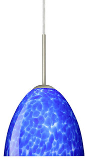 Besa Sasha LED Pendant 1Bt Blue Cloud Satin Nickel 1x9W LED (127|1BT-757286-LED-SN)