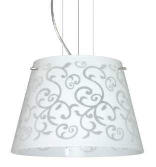 Besa Amelia 12 LED Pendant 1KG White Damask Satin Nickel 1x11W LED (127|1KG-4393WD-LED-SN)