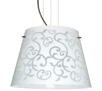 Besa Amelia 18 LED Pendant 1KV White Damask Bronze 3x11W LED (127|1KV-4394WD-LED-BR)