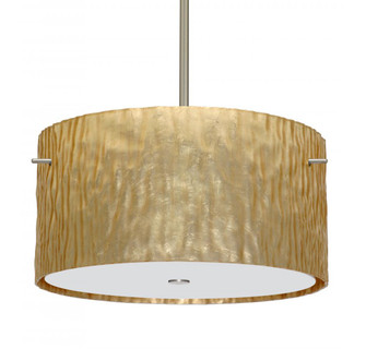 Besa Stem Pendant Tamburo 16 Satin Nickel Stone Gold Foil 3x100W Medium Base (127|1KT-4008GS-SN)