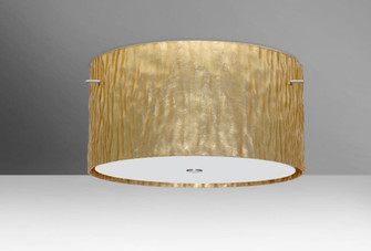 Besa Ceiling Tamburo 16 Satin Nickel Stone Gold Foil 3x60W Medium Base (127|1KM-4008GS-SN)