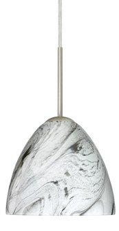 Besa Sasha Pendant Satin Nickel Marble Grigio 1x50W B10 Med (127|1BC-7572MG-MED-SN)