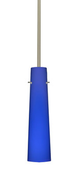 Besa Camino Stem Pendant Satin Nickel Cobalt Blue Matte 1x40W Halogen (127|1TT-5674CM-HAL-SN)