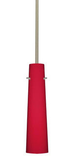 Besa Camino Stem Pendant Satin Nickel Ruby Matte 1x40W Halogen (127|1TT-5674RM-HAL-SN)