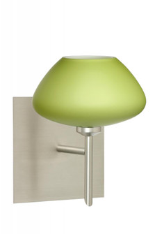 Besa Wall With SQ Canopy Peri Satin Nickel Chartreuese 1x5W LED (127|1SW-541035-LED-SN-SQ)