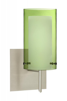 Besa Pahu 4 Wall With SQ Canopy 1SW Transparent Olive/Opal Satin Nickel 1x5W LED (127|1SW-L44007-LED-SN-SQ)