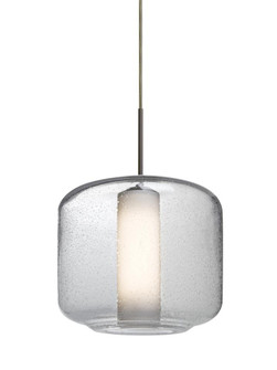 Besa Niles 10 Pendant, Clear Bubble/Opal, Bronze Finish, 1x7W LED Filament (127|1JT-NILES10CO-EDIL-BR)