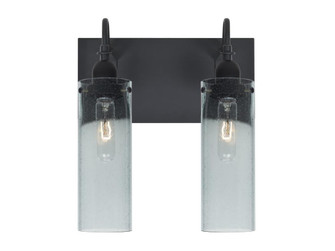 Besa Juni 10 Vanity, Blue Bubble, Black Finish, 2x60W Medium Base (127|2WG-JUNI10BL-BK)