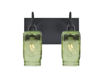 Besa Milo 4 Vanity, Green, Black Finish, 2x60W Medium Base (127|2WG-MILO4GR-BK)