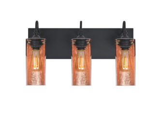 Besa Duke Vanity, Copper Foil, Black Finish, 3x7W LED Filament (127|3WG-DUKECF-EDIL-BK)