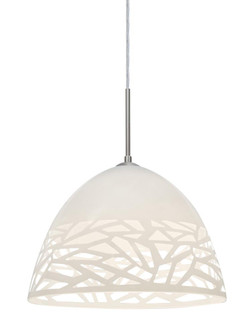 Besa Kiev Pendant, White, Satin Nickel Finish, 1x9W LED (127|1JC-KIEVWH-LED-SN)