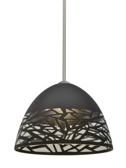 Besa Kiev Stem Pendant, Black, Satin Nickel Finish, 1x9W LED (127|1TT-KIEVBK-LED-SN)