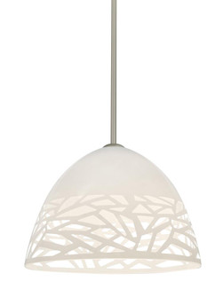 Besa Kiev Stem Pendant, White, Satin Nickel Finish, 1x9W LED (127|1TT-KIEVWH-LED-SN)