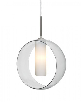 Besa, Plato Cord Pendant, Clear/Opal, Satin Nickel Finish, 1x60W Medium Base (127|1JC-PLATOCL-SN)