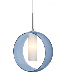 Besa, Plato Cord Pendant, Blue/Opal, Satin Nickel Finish, 1x5W LED (127|1JT-PLATOBL-LED-SN)