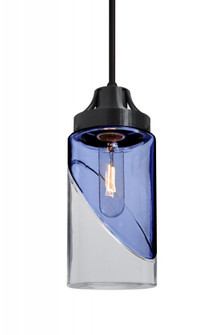 Besa, Blink Cord Pendant, Trans. Blue/Clear, Black Finish, 1x60W Medium Base (127|1JT-BLINKBL-BK)