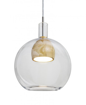 Besa, Benji Cord Pendant, Clear/Natural, Satin Nickel Finish, 1x9W LED (127|1JT-BENJICLNA-LED-SN)