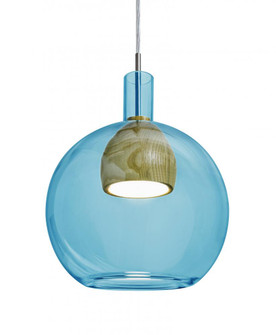 Besa, Benji Cord Pendant, Blue/Medium, Satin Nickel Finish, 1x9W LED (127|1JT-BENJIBLMD-LED-SN)