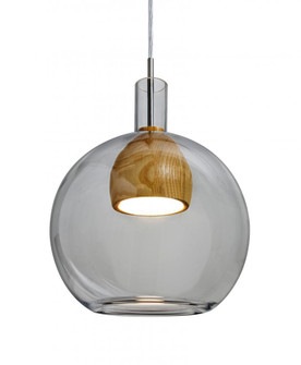Besa, Benji Cord Pendant, Smoke/Medium, Satin Nickel Finish, 1x9W LED (127|1JT-BENJISMMD-LED-SN)