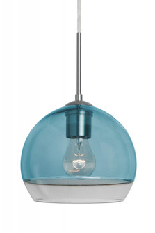 Besa, Ally 8 Cord Pendant, Coral Blue/Clear, Satin Nickel Finish, 1x60W Medium Base (127|1JT-ALLY8BL-SN)