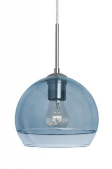 Besa, Ally 8 Cord Pendant, Coral Blue/Clear, Satin Nickel Finish, 1x60W Medium Base (127|1JC-ALLY8BL-SN)