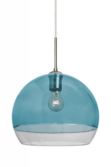 Besa, Ally 12 Cord Pendant, Coral Blue/Clear, Satin Nickel Finish, 1x60W Medium Base (127|1JT-ALLY12BL-SN)