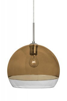 Besa, Ally 12 Cord Pendant, Amber/Clear, Satin Nickel Finish, 1x60W Medium Base (127|1JC-ALLY12AM-SN)