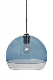 Besa, Ally 12 Cord Pendant, Coral Blue/Clear, Bronze Finish, 1x60W Medium Base (127|1JC-ALLY12BL-BR)