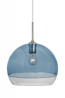 Besa, Ally 12 Cord Pendant, Coral Blue/Clear, Satin Nickel Finish, 1x60W Medium Base (127|1JC-ALLY12BL-SN)