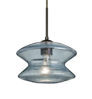 Besa, Zen Cord Pendant, Blue Bubble, Bronze Finish, 1x60W Medium Base (127|1JC-ZENBL-BR)