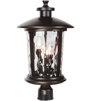Summerhays 17.25'' 3 Light Outdoor Post Mount in Oiled Bronze Gilded with Clear Hammered Glass (20|Z7125-OBG)