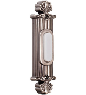 Surface Mount Straight Ornate LED Lighted Push Button in Antique Pewter (20|BSSO-AP)