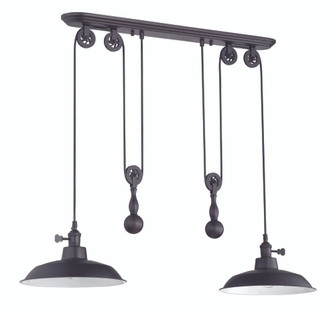 2 Light Pulley Pendant in Aged Bronze (20|P402-ABZ)