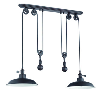 2 Light Pulley Pendant in Aged Bronze (20|P402-ABZ)