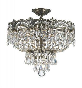 Majestic 3 Light Swarovski Strass Crystal Historic Brass Semi Flush Mount (205|1483-HB-CL-S)