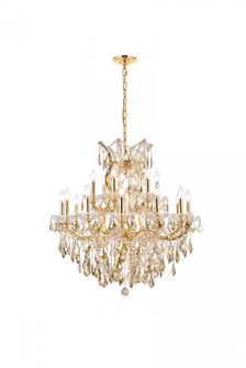 Maria Theresa 19 light Gold Chandelier Golden Teak (Smoky) Royal Cut Crystal (758|2800D30G-GT/RC)