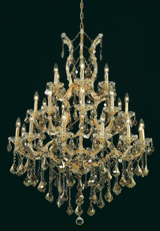 Maria Theresa 28 light Gold Chandelier Golden Teak (Smoky) Royal Cut Crystal (758|2800D38G-GT/RC)