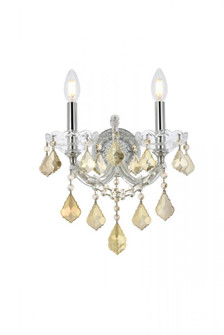 Maria Theresa 2 light Chrome Wall Sconce Golden Teak (Smoky) Royal Cut Crystal (758|2800W2C-GT/RC)